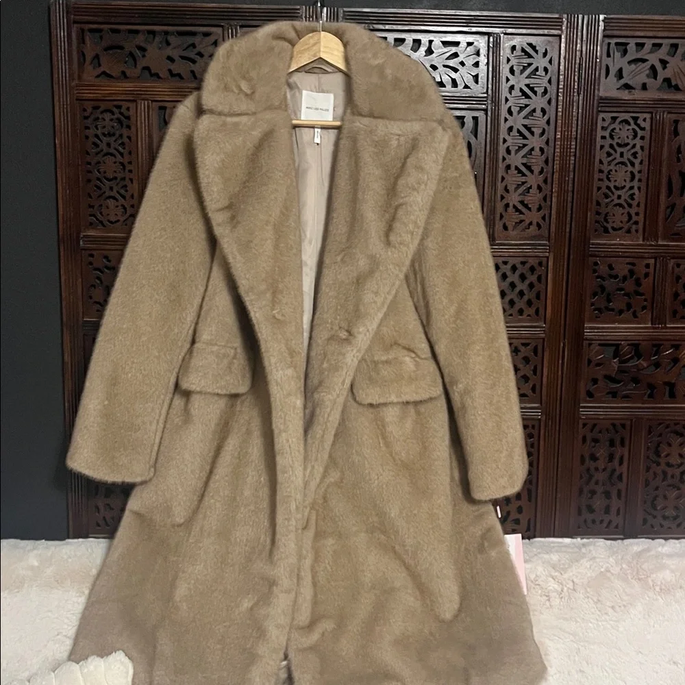 NWT Avec Les Filles Tan Teddy Jacket size Large - Picture 1 of 8